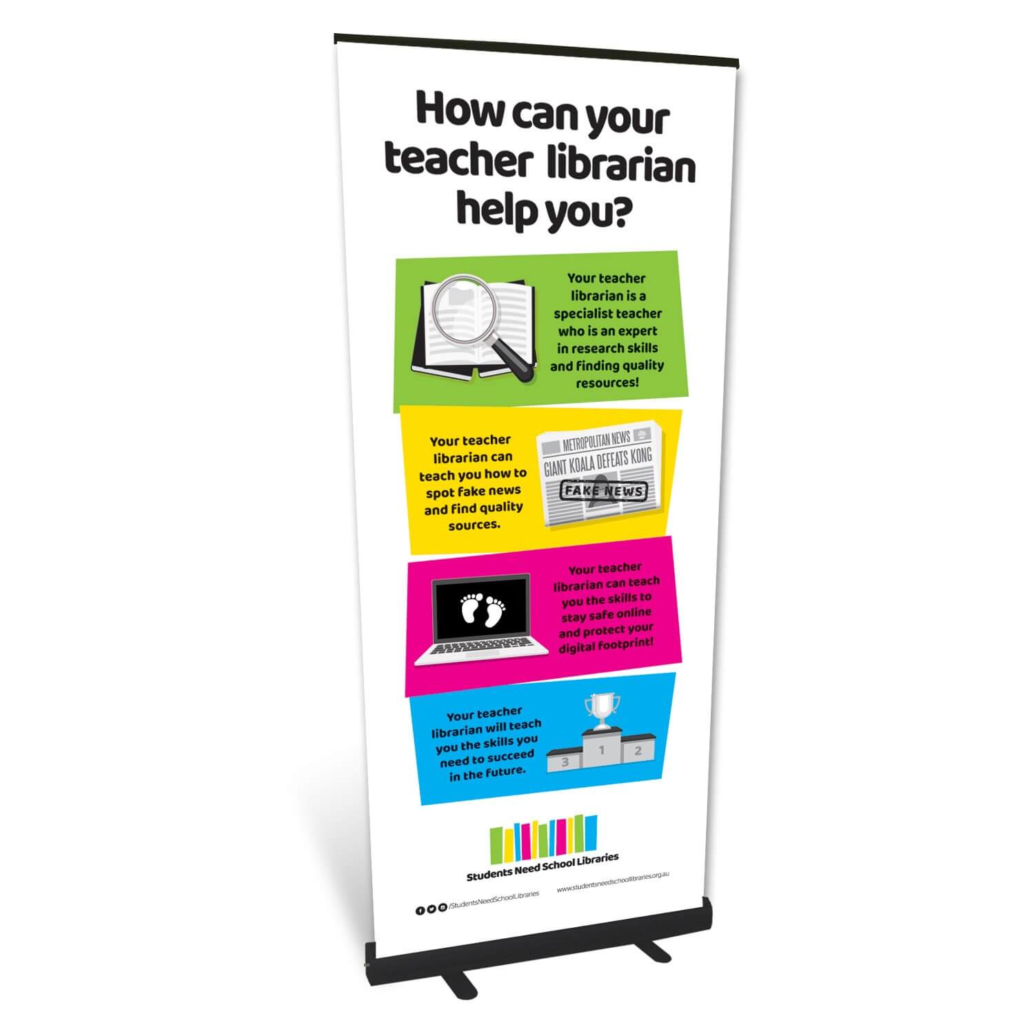 Students Need School Libraries Roll Up Banner