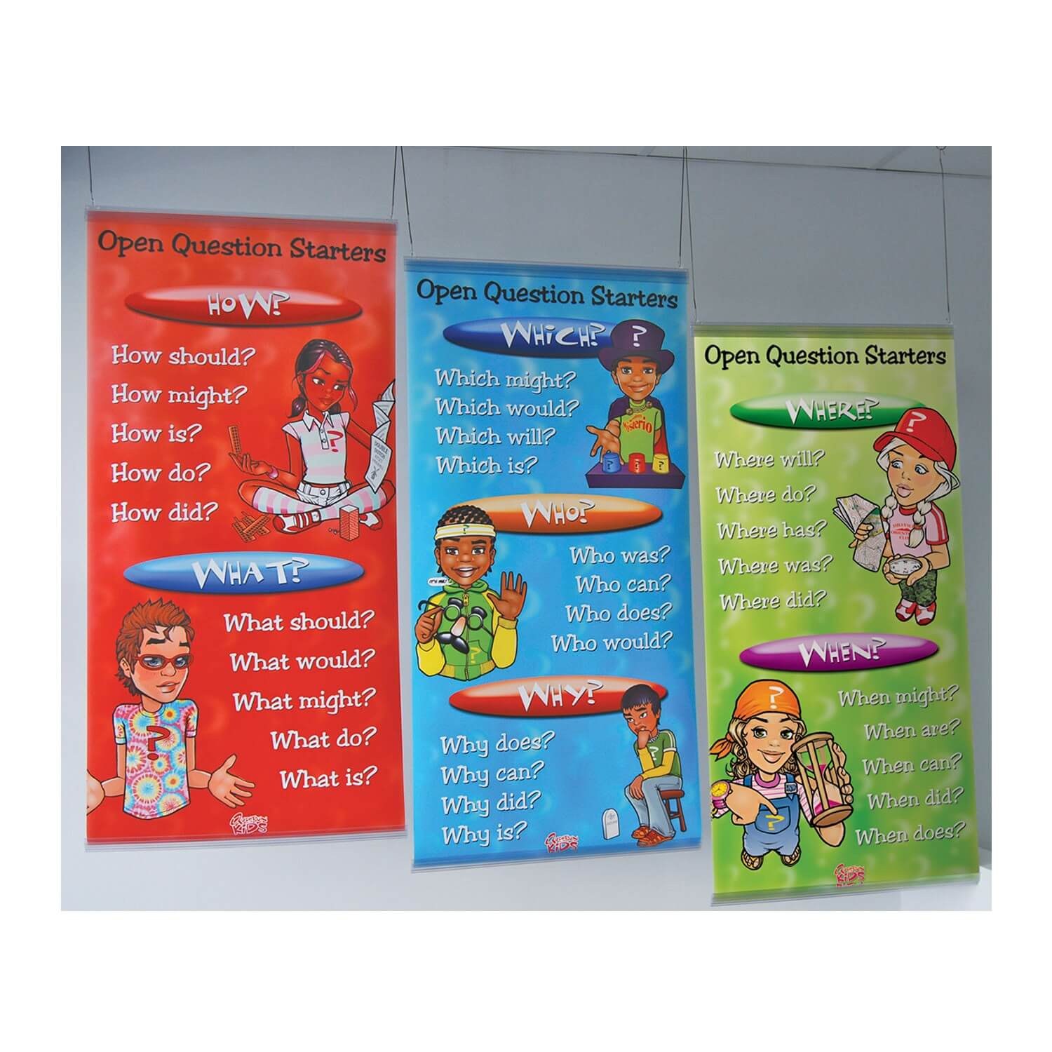 Open Question Starters Indoor Banners (Set) 720mm x 1440mm & Hanging