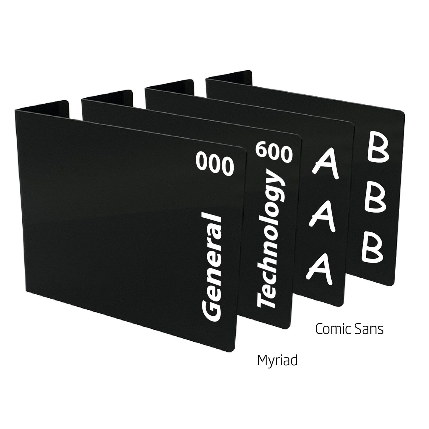 Fiction and Non Fiction Acrylic Collection Divider Starter Pack (single-sided) (Black)