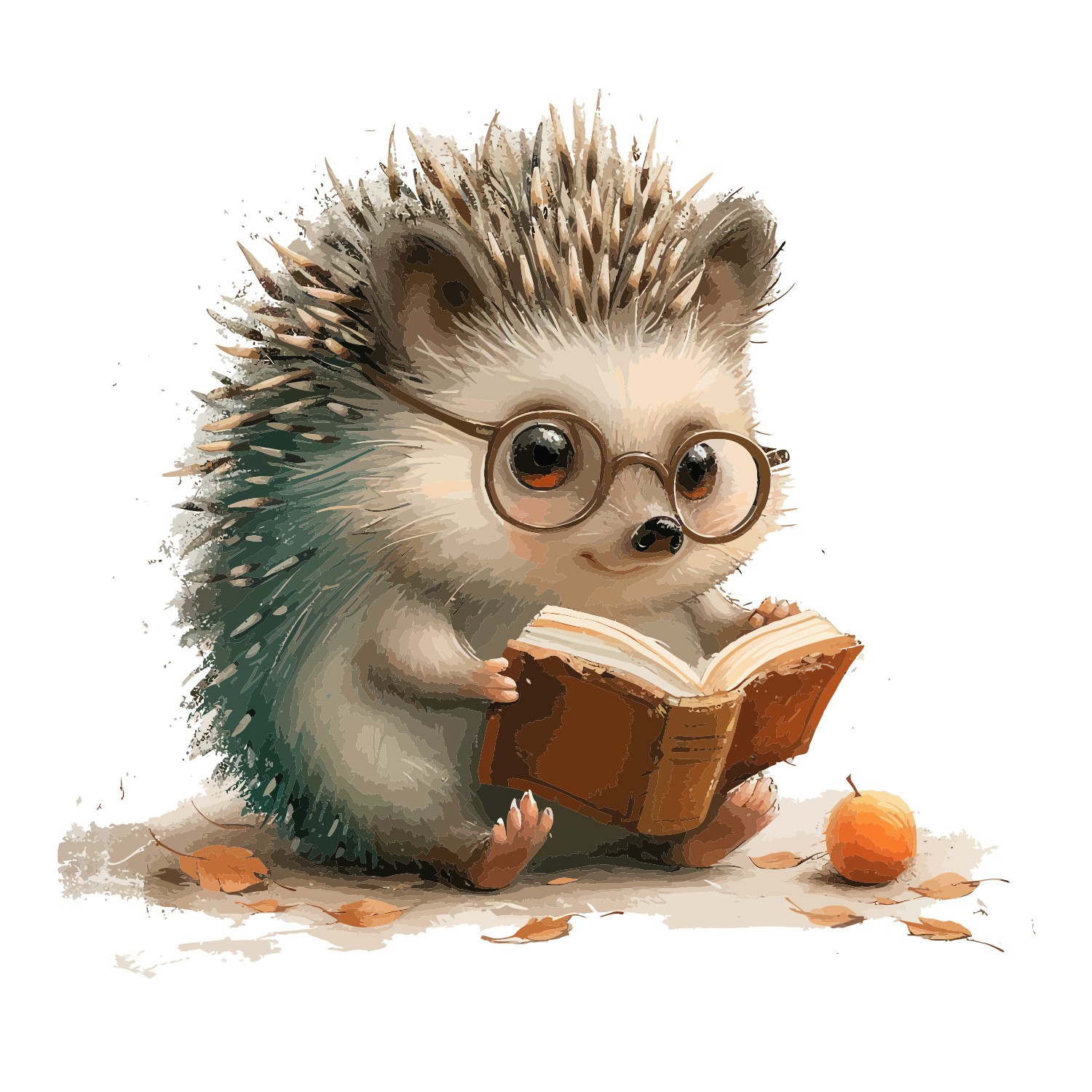 Hedgehog Reading Animals Transparent Window Graphic