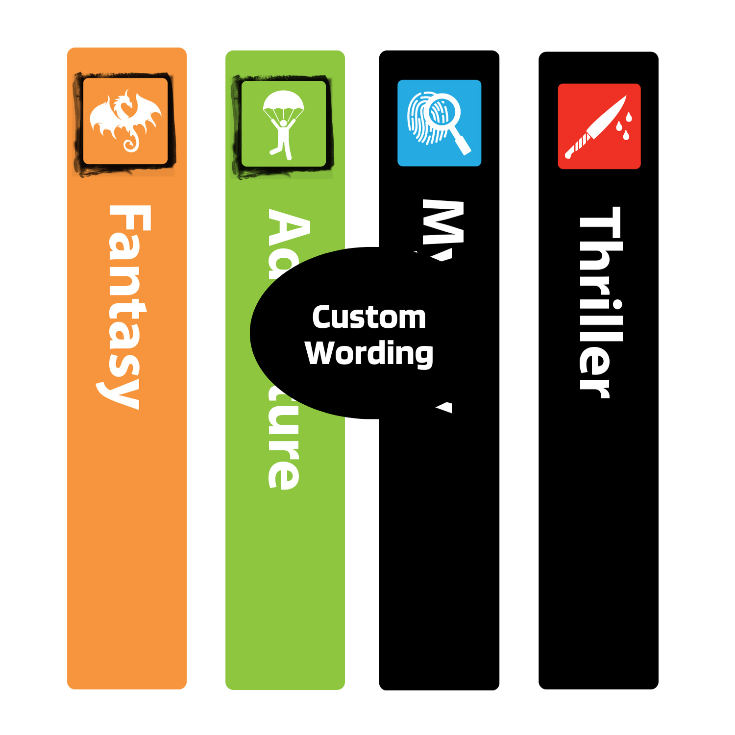Icon Genre Slimline Sticky Back Signs (Design 2) (Custom Wording)