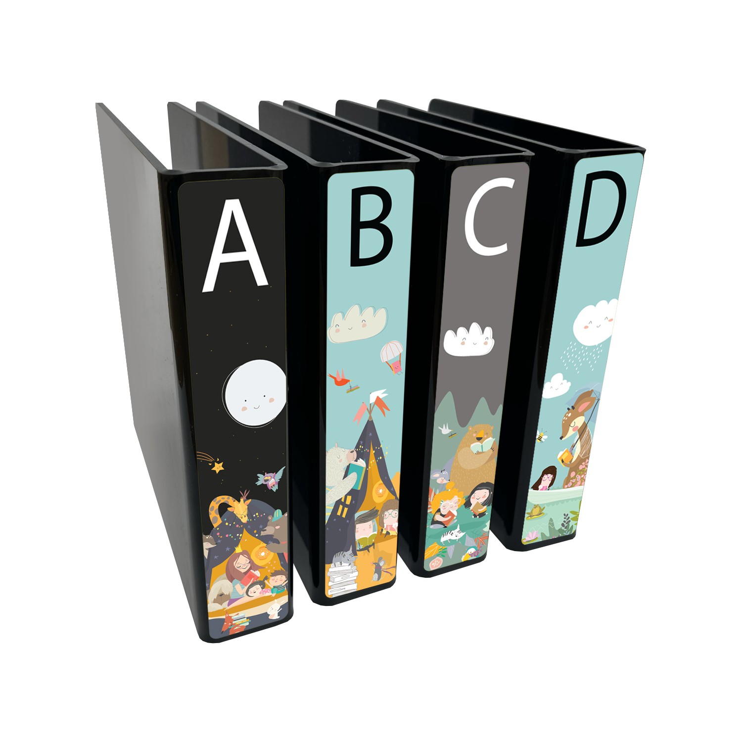 Picture Book Slimline Divider Starter Pack 250mm (d) x 250mm (h) (Black)