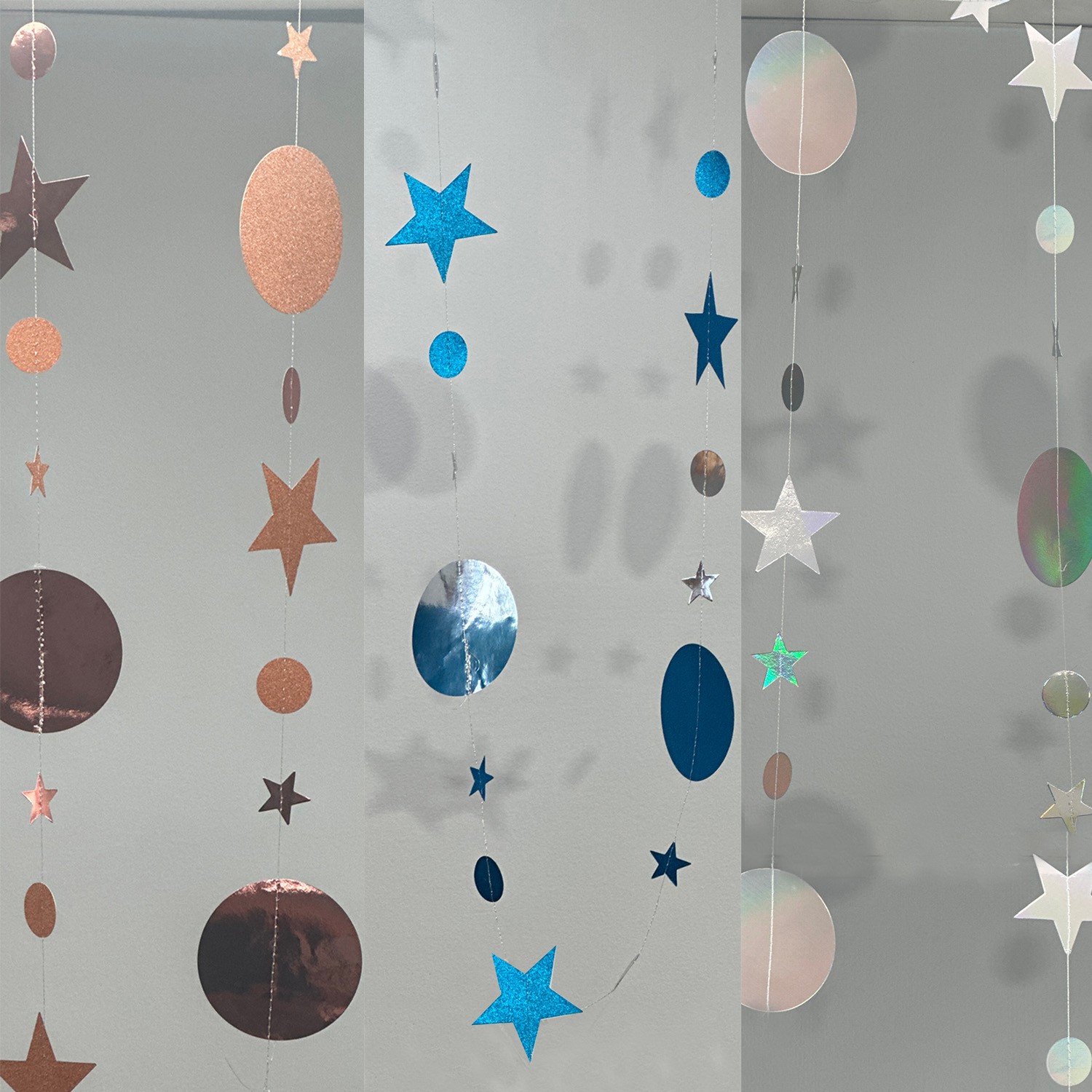 Stars and Circles Garland (Pack of Three) (Mixed Colour)