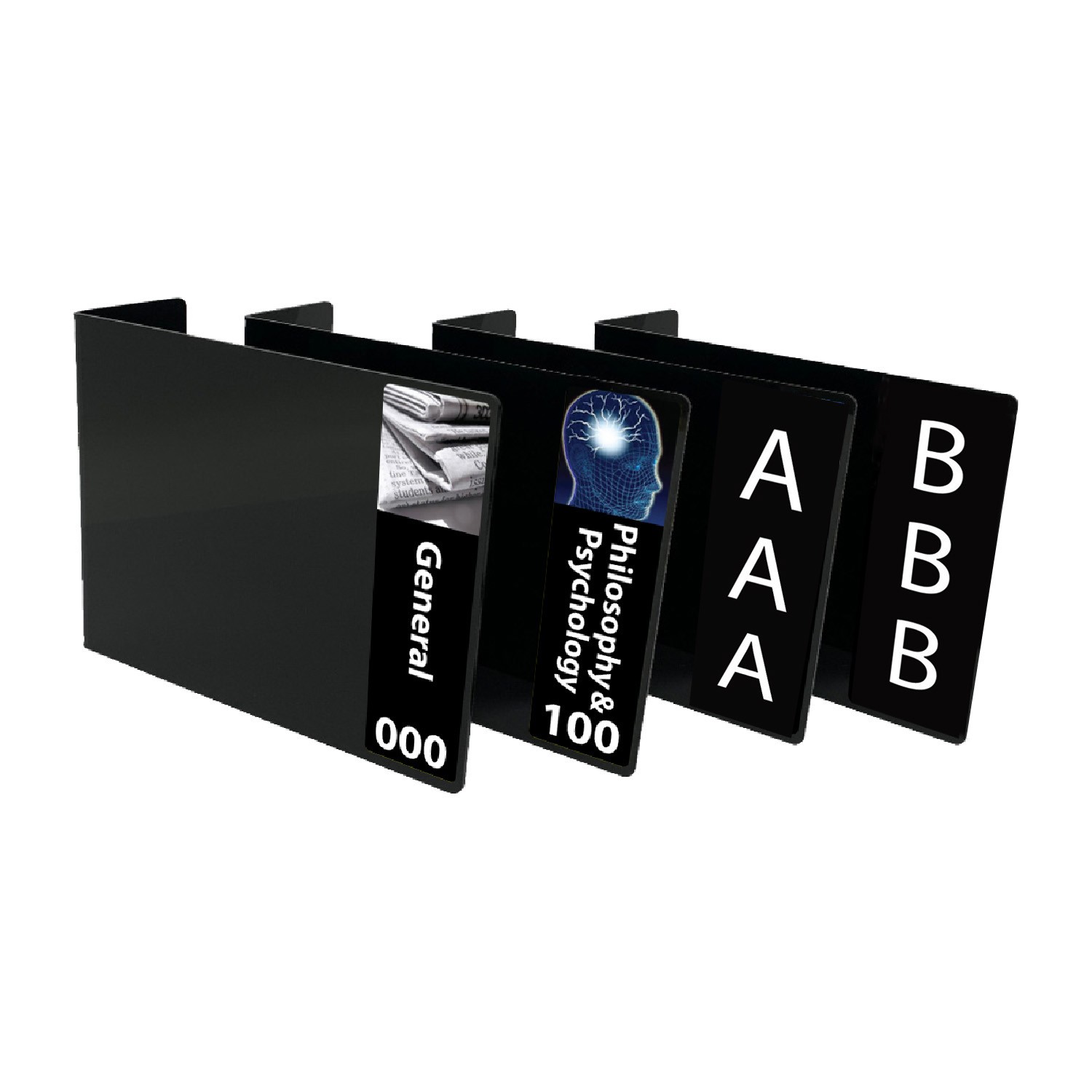 Senior Fiction and Non Fiction Acrylic Collection Divider Starter Pack (single-sided) (Black)
