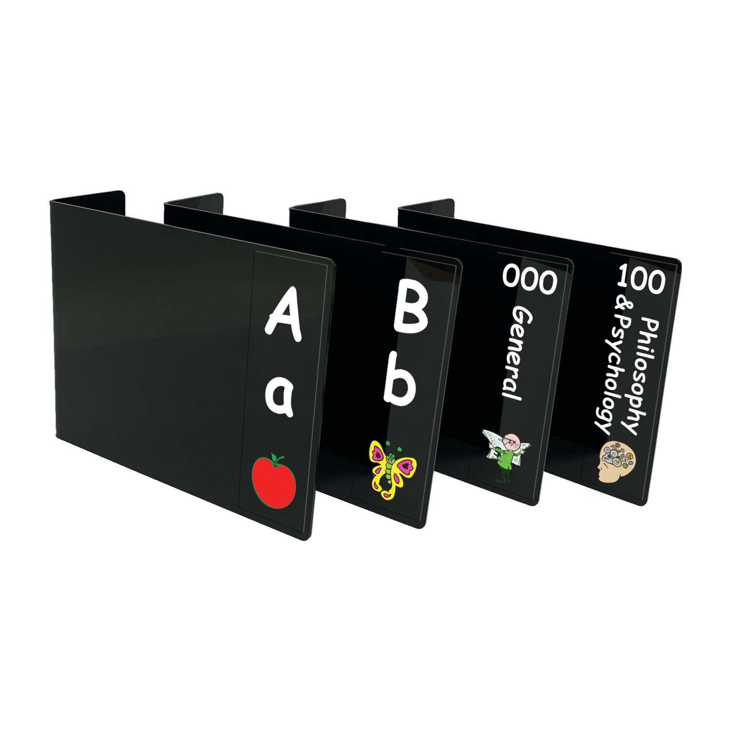 Junior Fiction and Non Fiction Acrylic Collection Divider Starter Pack (single-sided) (Black)