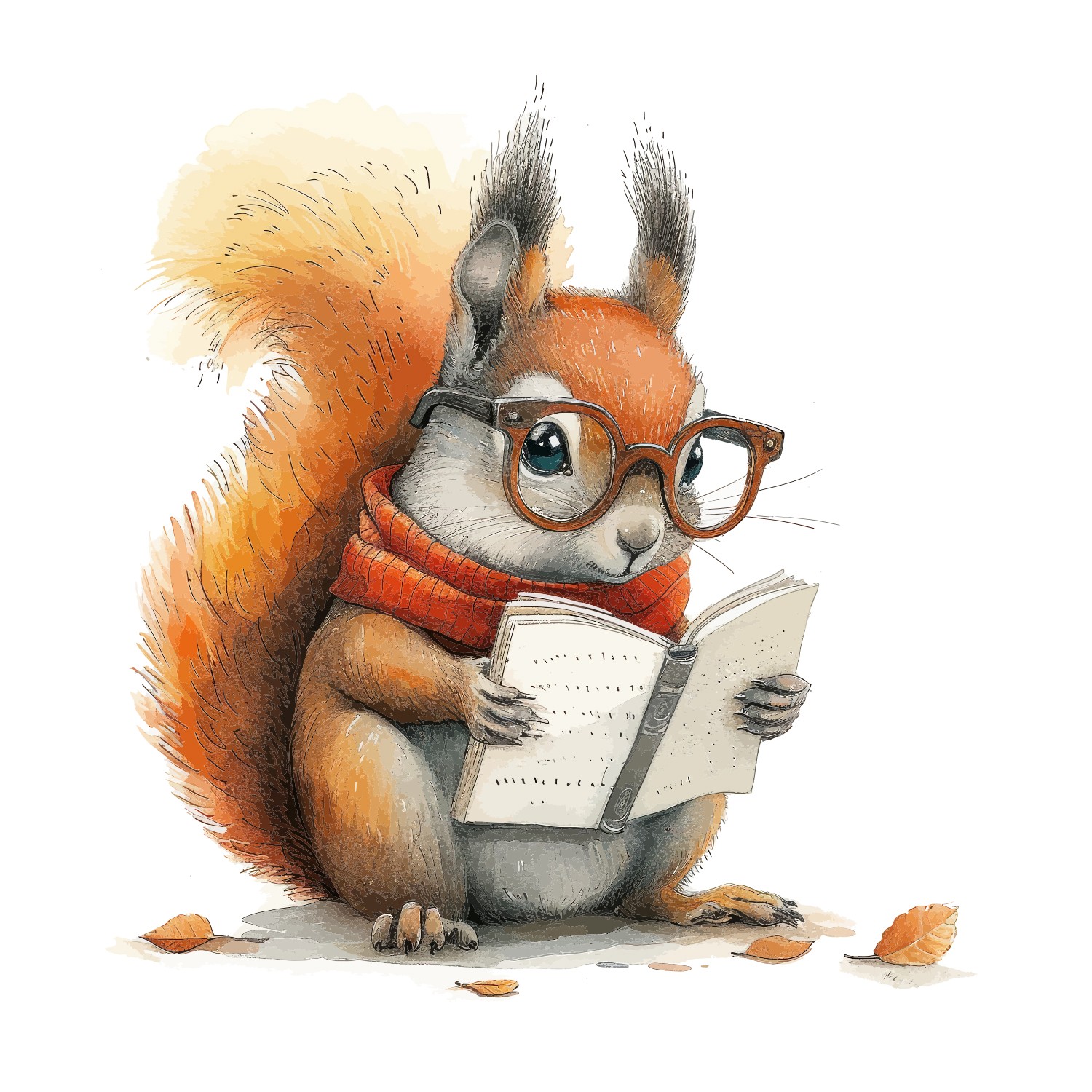 Squirrel Reading Animals Wall Graphic