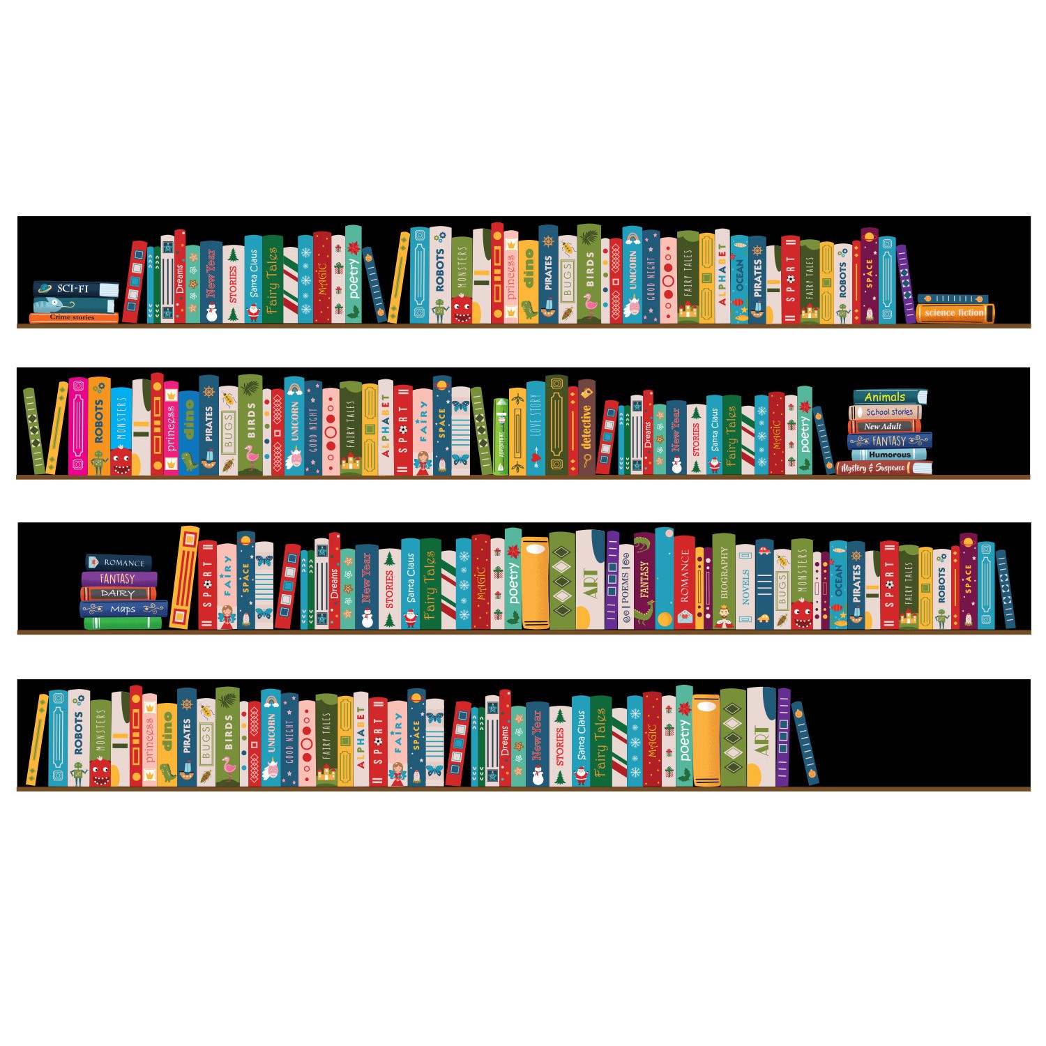 Book Spine Wall Graphic (Bookcase) Set 1 - 2000 x 145mm