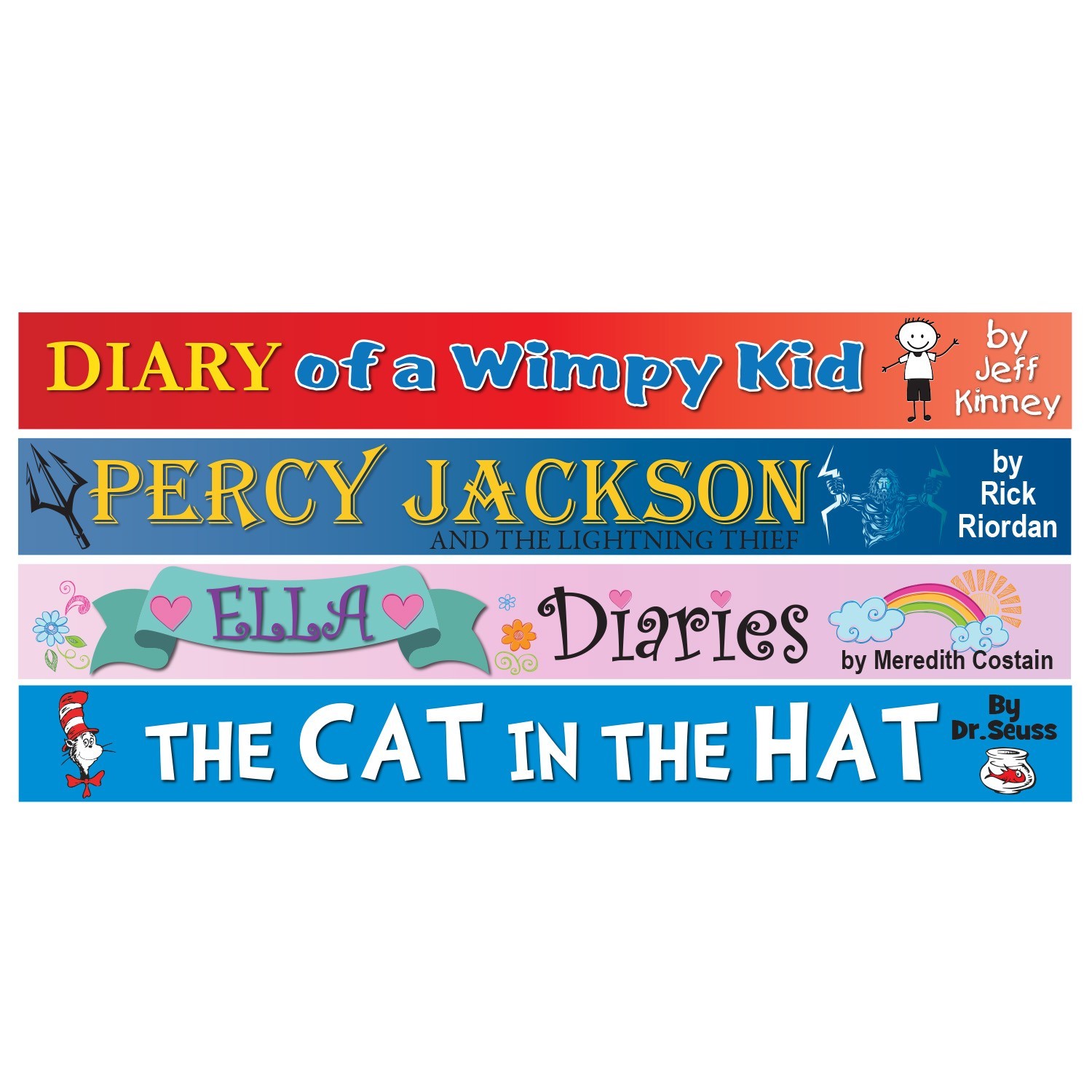 Book Spine Wall Graphics Set 2 - 1500 x 145mm