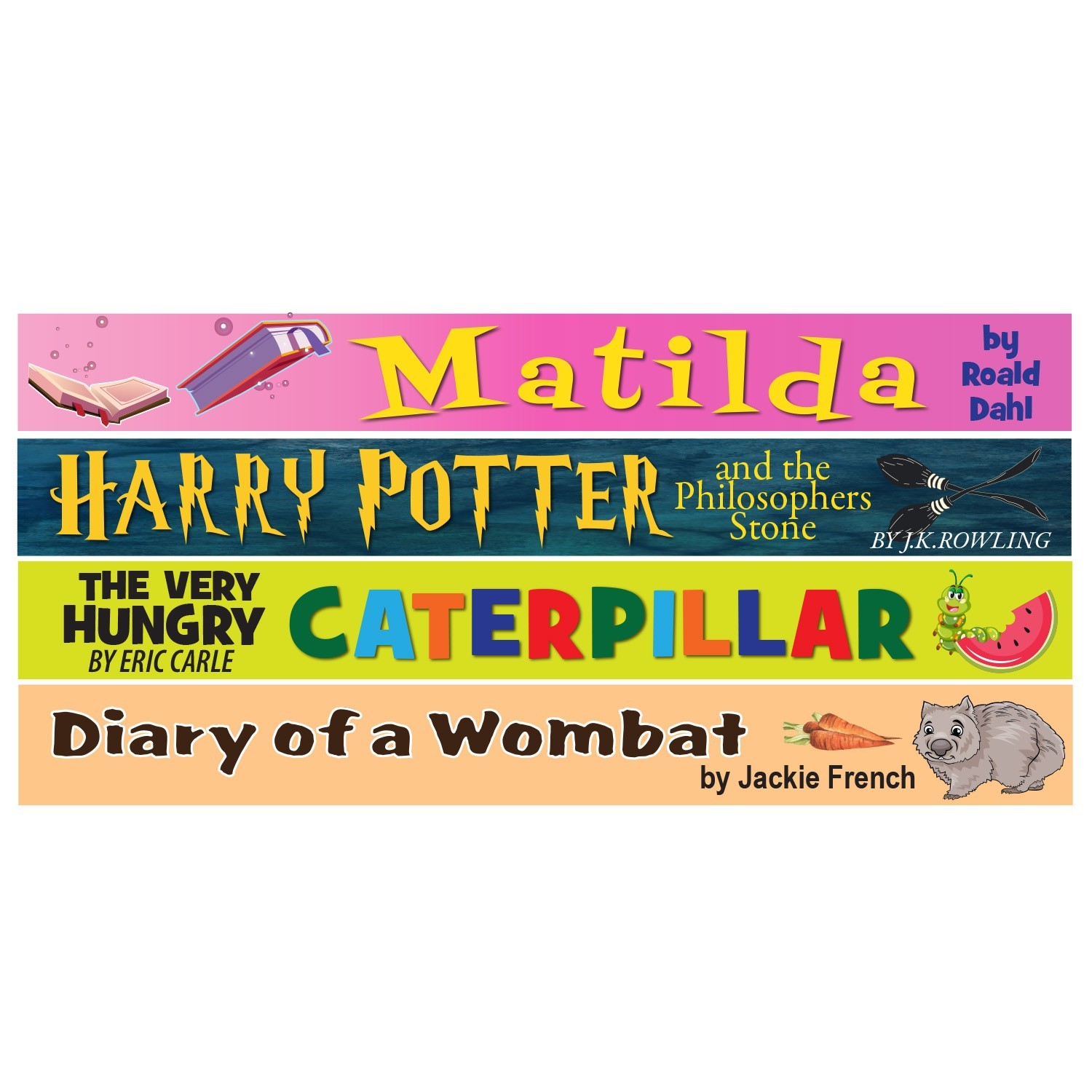 Book Spine Wall Graphics Set 1 - 1500 x 145mm
