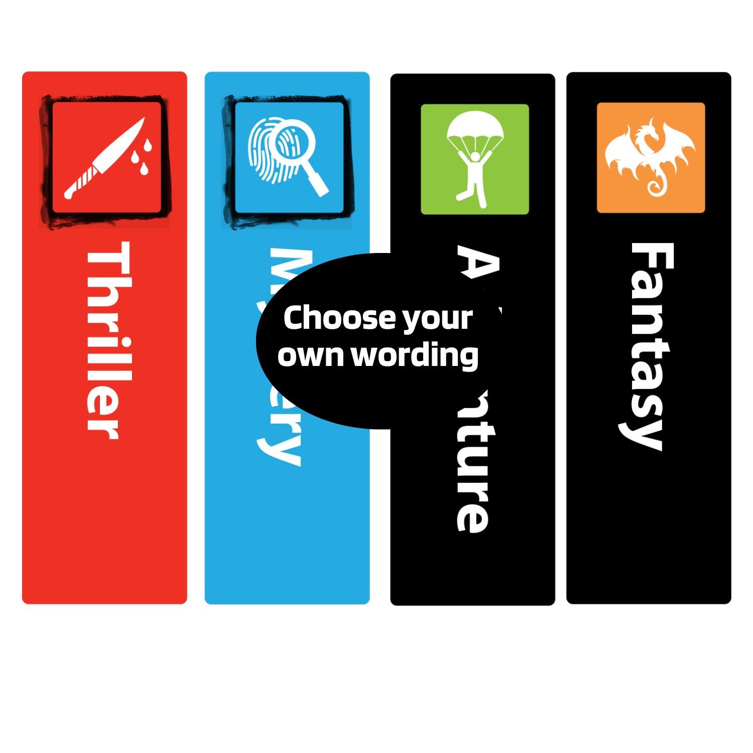 Icon Genre Sticky Back Signs (Design 2) (Custom Wording)