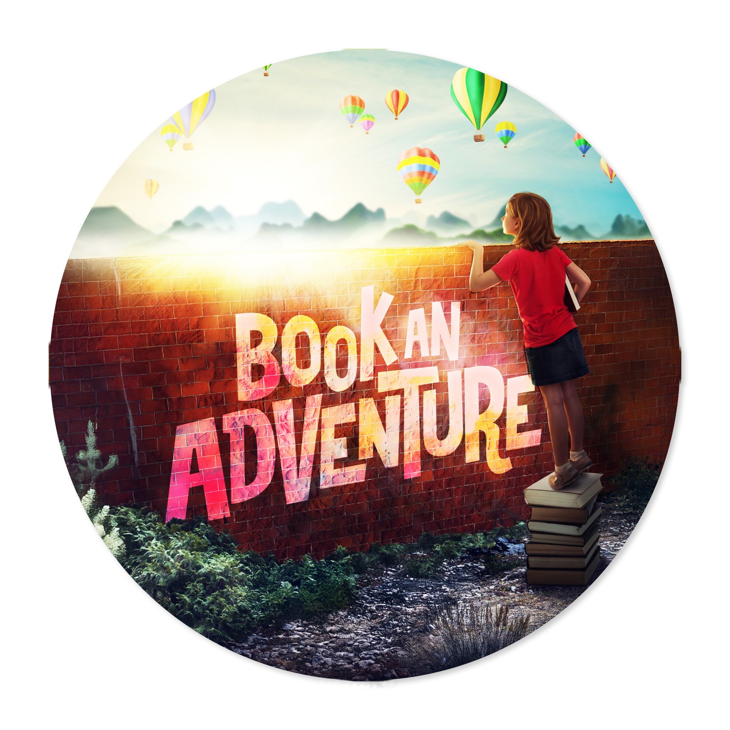 Book an Adventure Circle Transparent Window Graphics (Balloons)