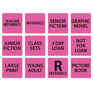 Fluoro Pink Spine Labels (Black Text)