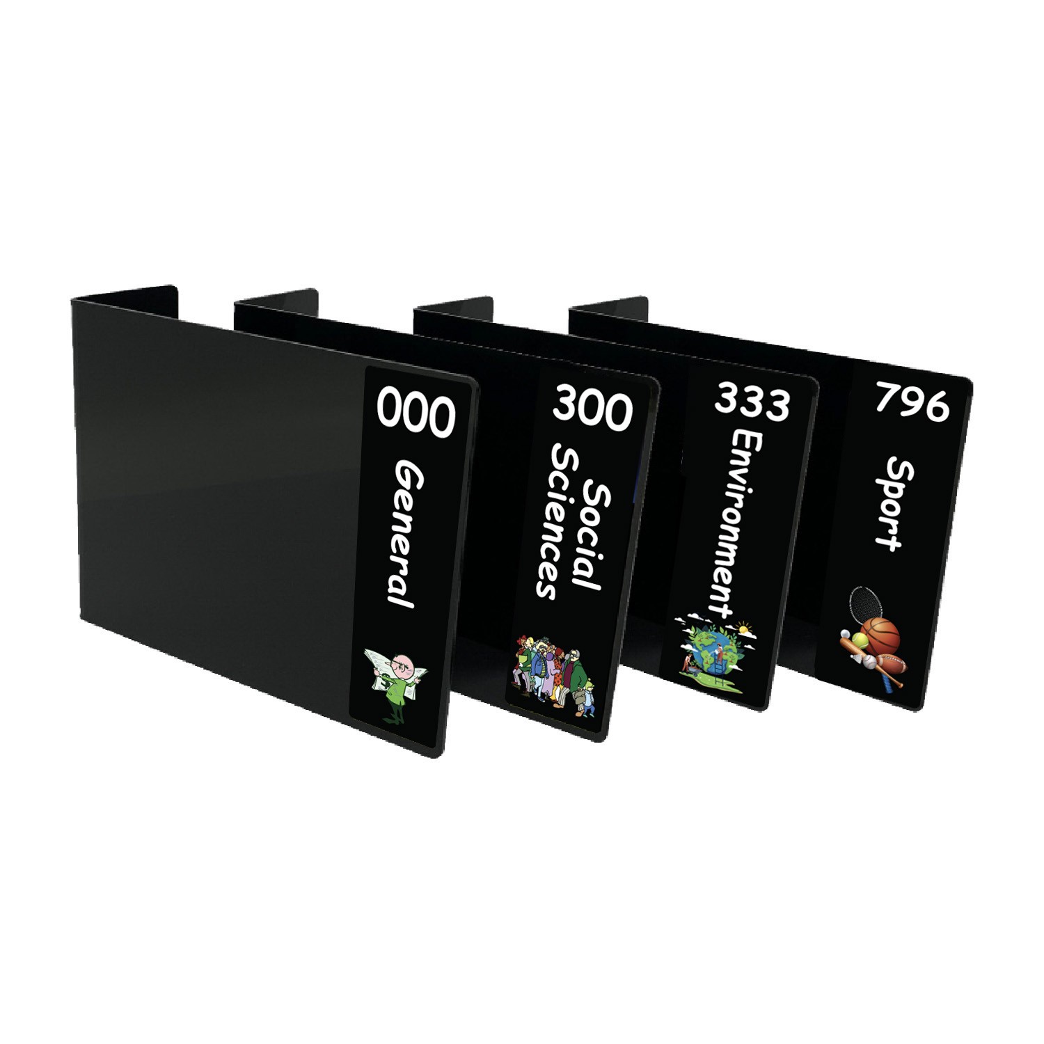 Junior Expanded Non Fiction Acrylic Collection Divider Starter Pack (single-sided) (Black)