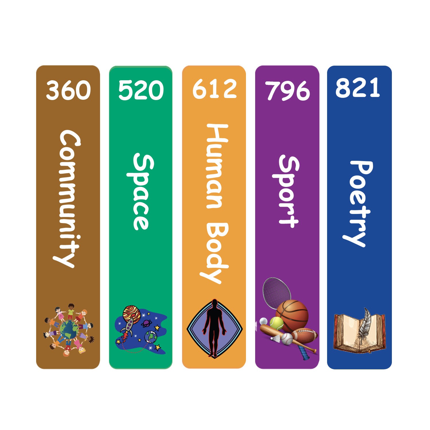 Junior Expanded Non Fiction Slim Sticky Back Signs Set 1 250mm (h)