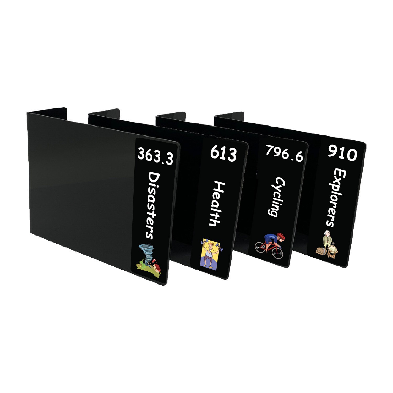 Junior Expanded Non Fiction Acrylic Collection Divider Pack Set 4 (single-sided) (Black)