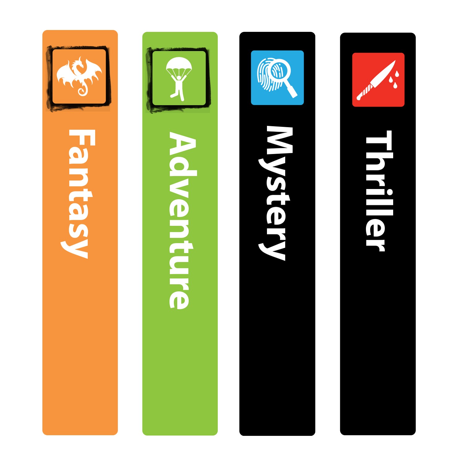 Icon Genre Slimline Sticky Back Signs (Design 2) 250mm (h) (Custom Selection)