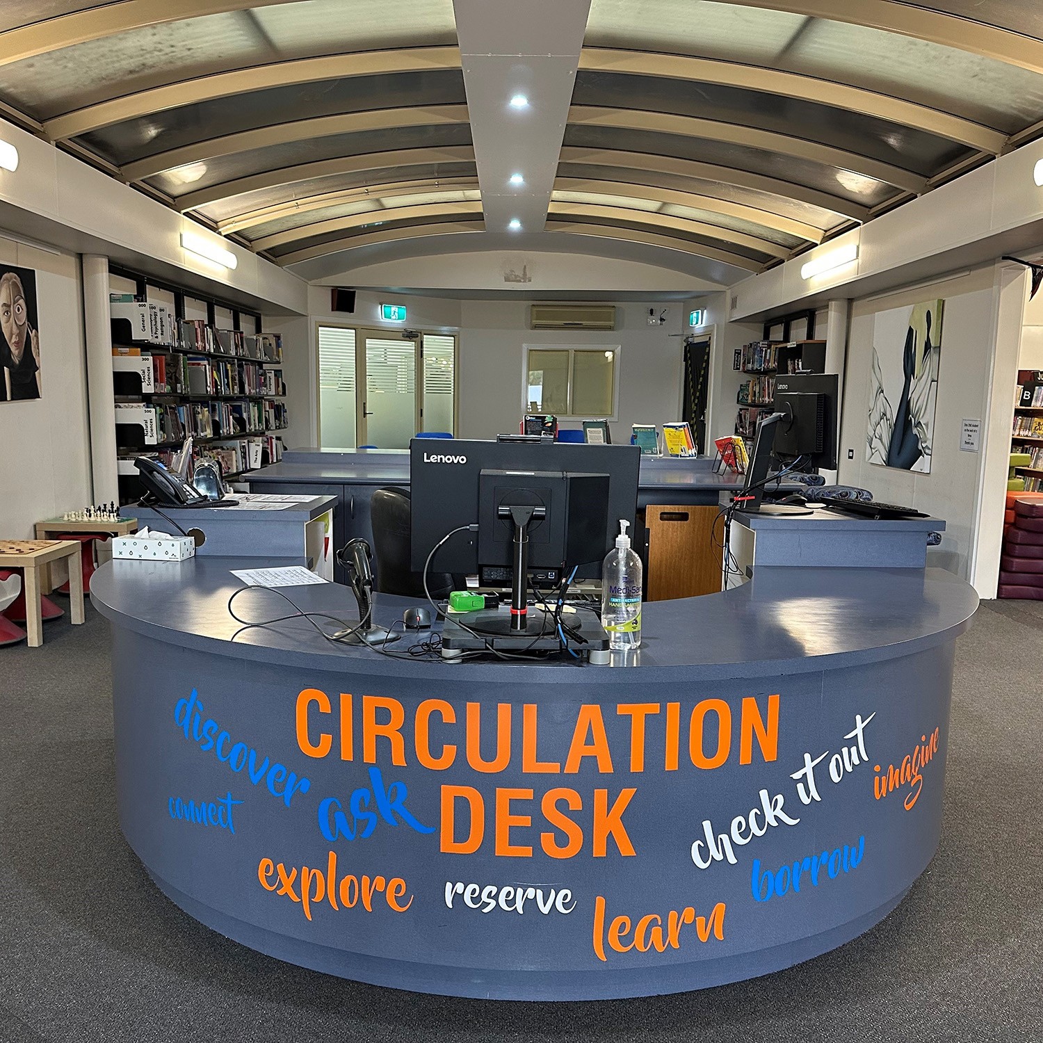 Circulation Desk Wordle Vinyl Lettering 800 x 2100mm